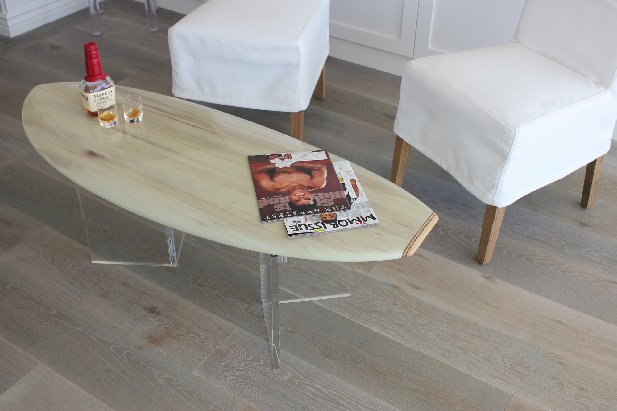 Strand Boards® | Malibu Coffee Table/Bench | Surfboard Decor | Full View 