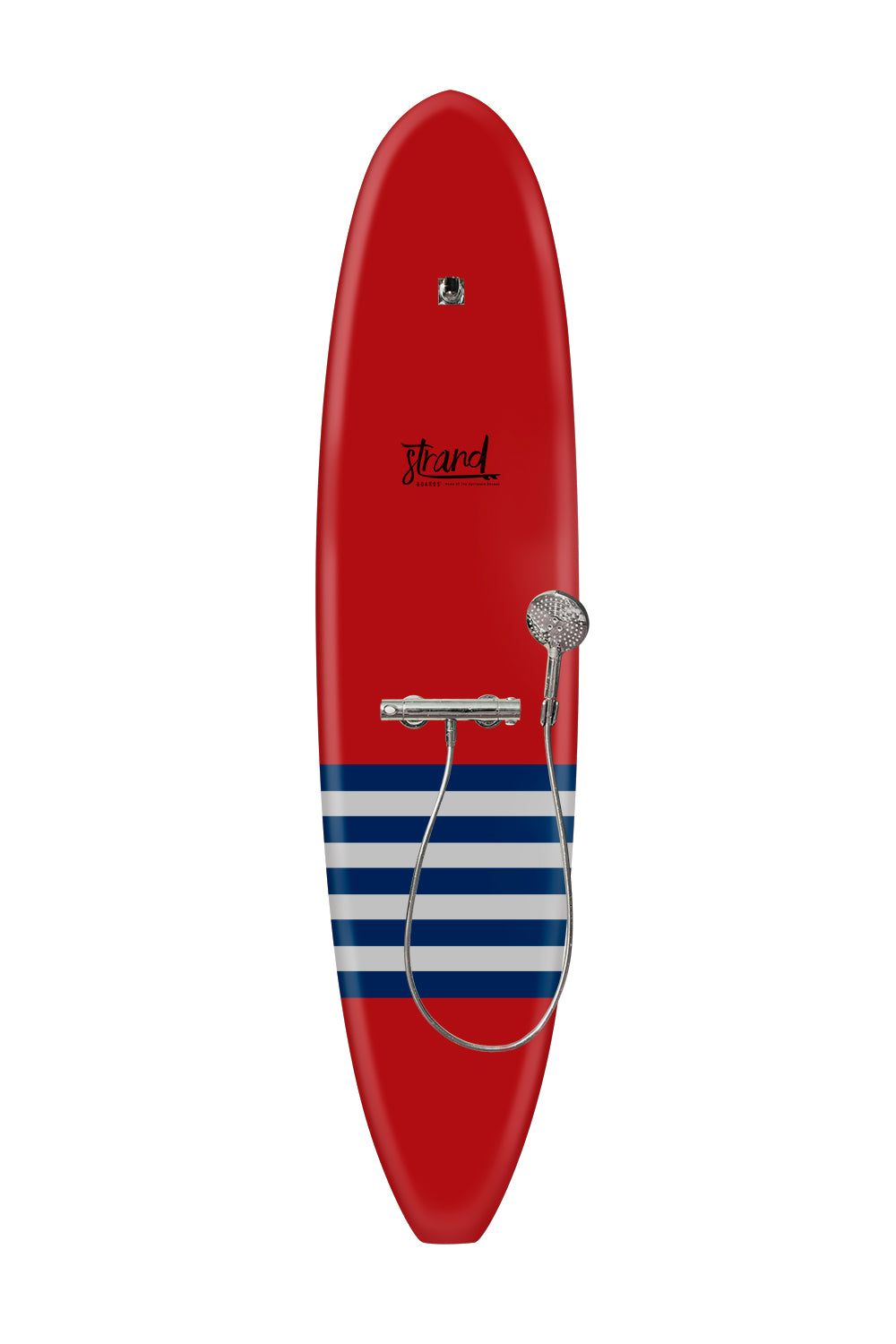 Strand Boards® | Strand Series | La Jolla - Red Surfboard Outdoor Shower | Beach Component | Grey Navy