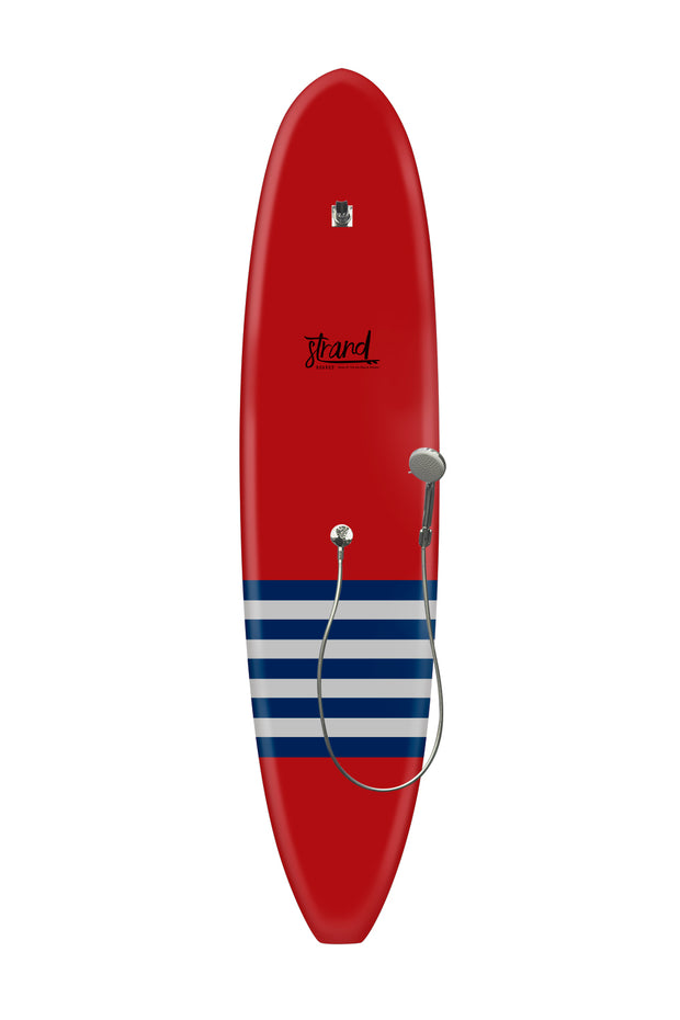 Strand Boards® | Strand Series | La Jolla - Red Surfboard Outdoor Shower | Sole Component | Grey Navy