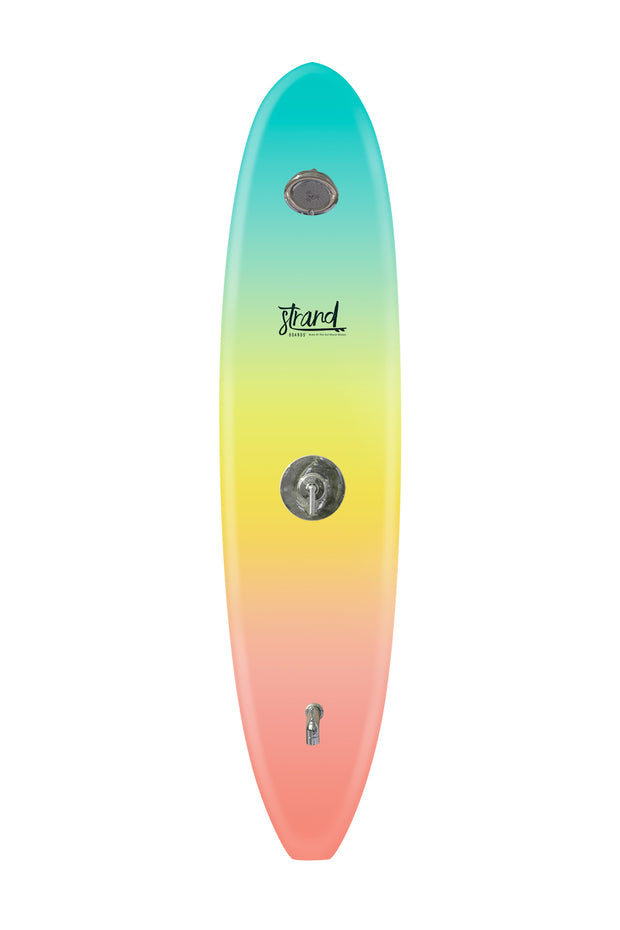 Strand Boards® | Strand Series | Varna Outdoor Surfboard Shower in Turquoise, Yellow, Flamingo | Elite Component 