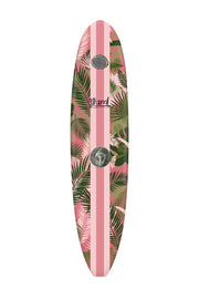 Strand Boards Waikiki Outdoor Shower | Pink stripe and tropical palm print